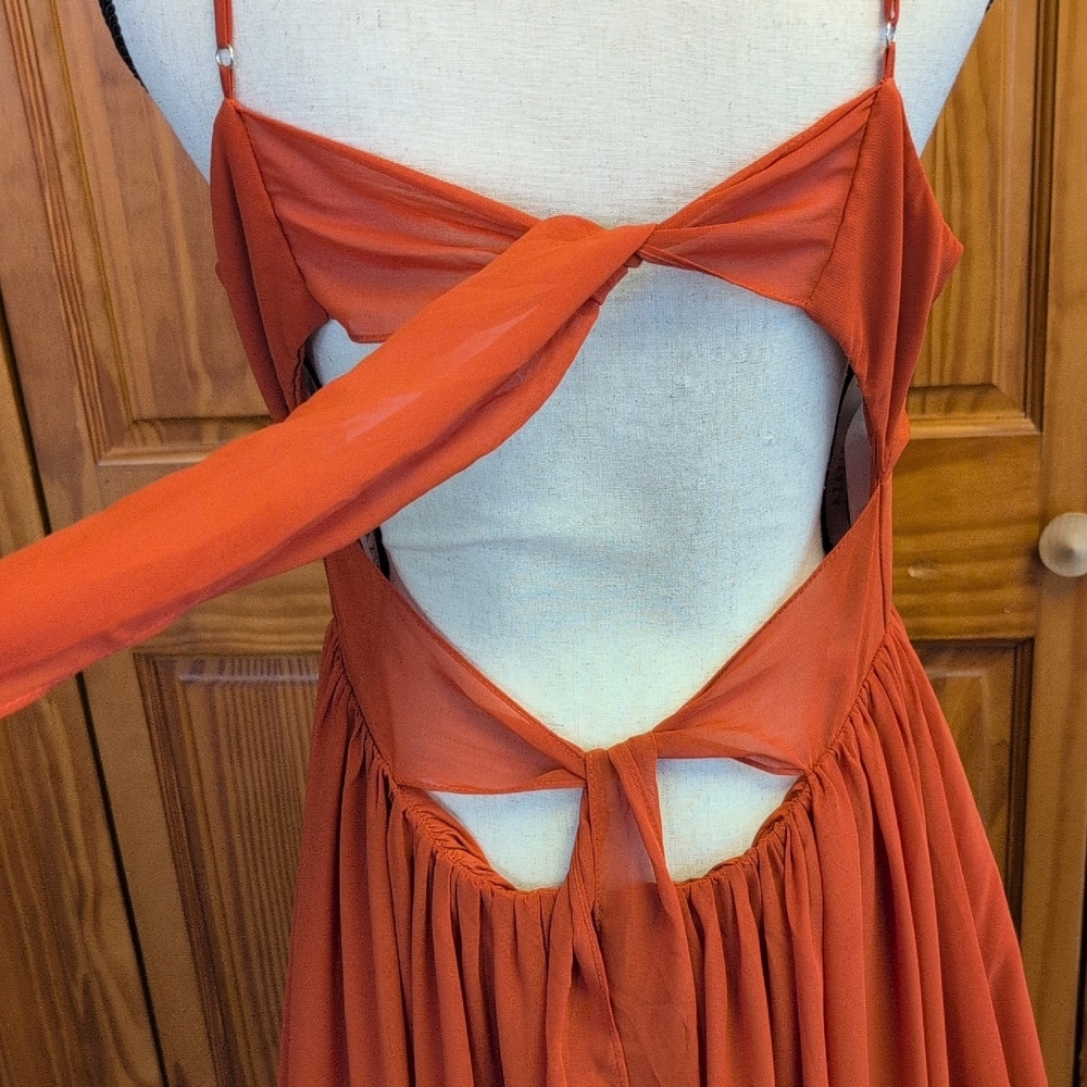 Azazie Strapless Burnt Orange Prom Bridesmaid Formal Dress Gown 14        CC132 - Picture 10 of 13
